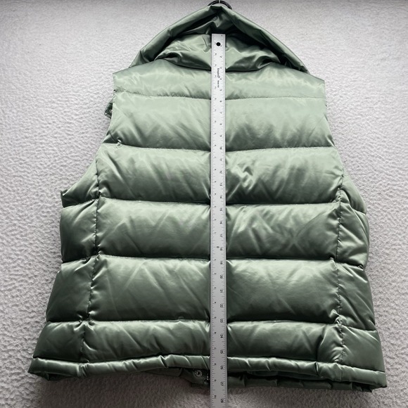 Talbots Puffer Vest Womens XL Petite Duck Down Green Metallic Futuristic Gorp - Picture 7 of 10